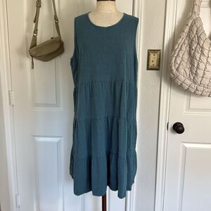 MeoMua linen blend  tiered dress